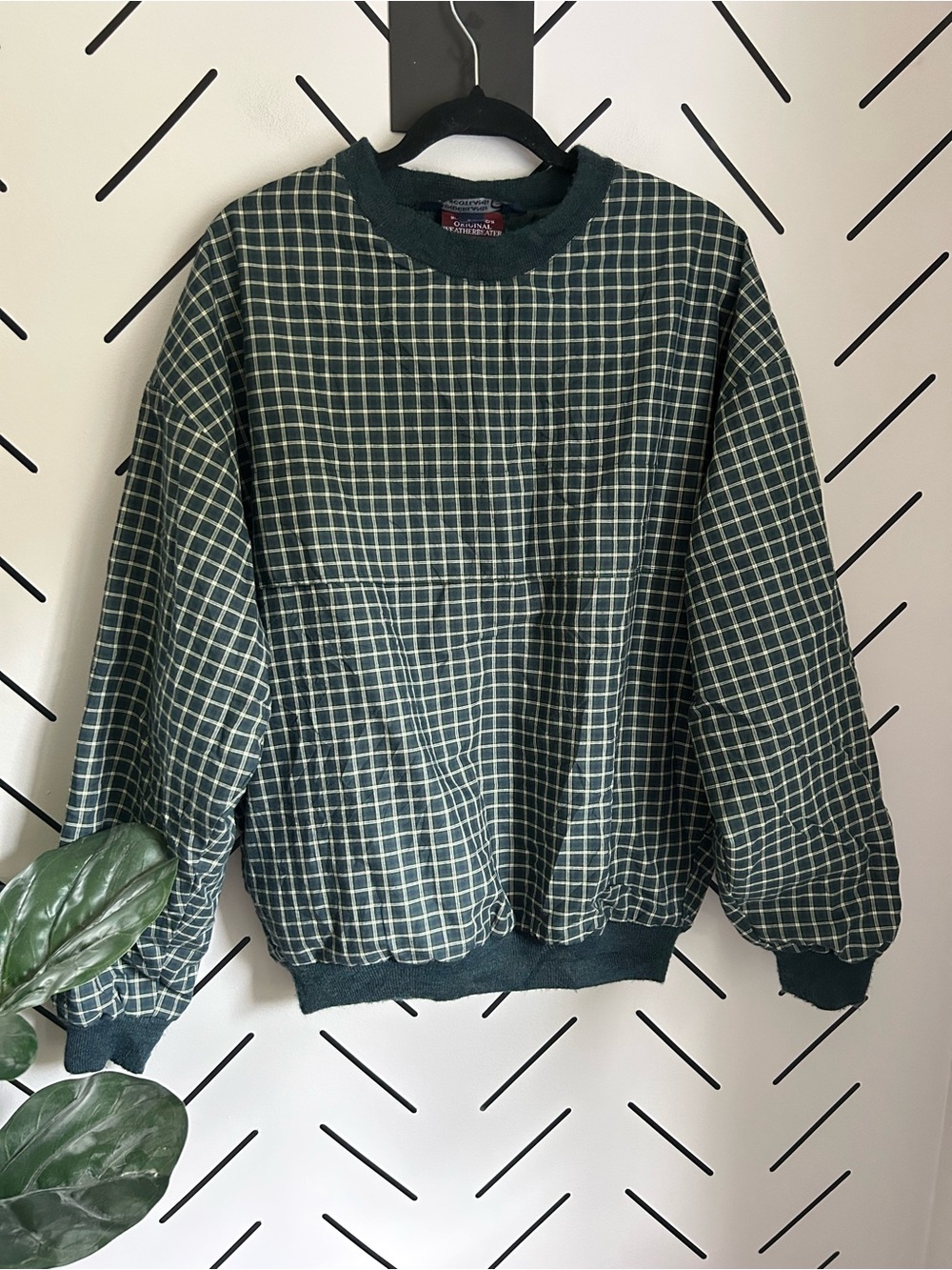 VTG Sunderland Of Scotland Golf Pullover golf fall Green PLaid Waterproof 90s